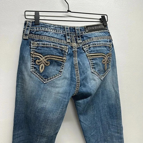 Rock Revival Cameron Easy Straight Leg Embroidered Denim Blue Jeans Womens 28 - Picture 6 of 14